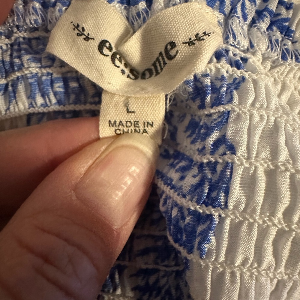 Eesome Blue and White Fern Maxi Skirt strapless dress - Picture 3 of 6
